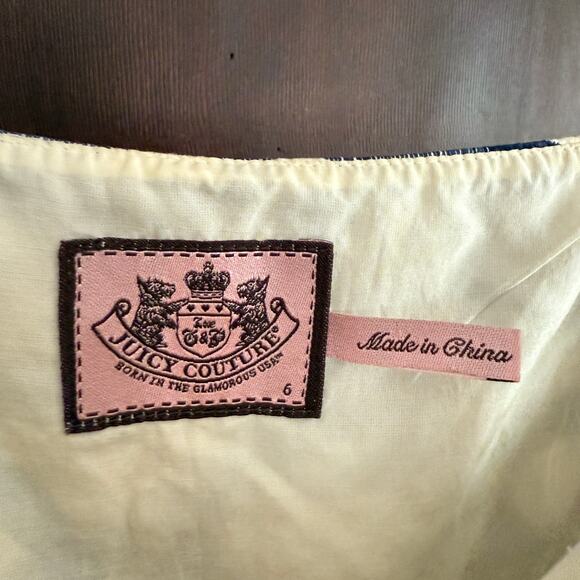 JUICY COUTURE | Y2K Vintage Hammered Silk Blue Circle Babydoll Top Size 6 - Picture 5 of 6